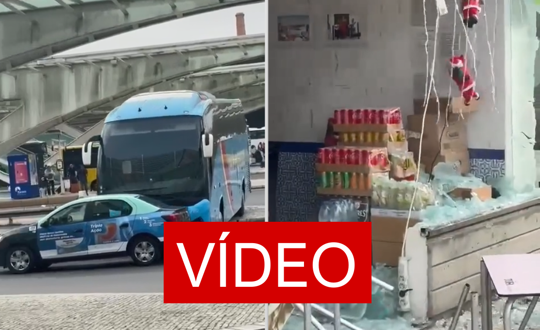 Read more about the article Autocarro desgovernado destroi taxi e loja na Gare do Oriente, em Lisboa