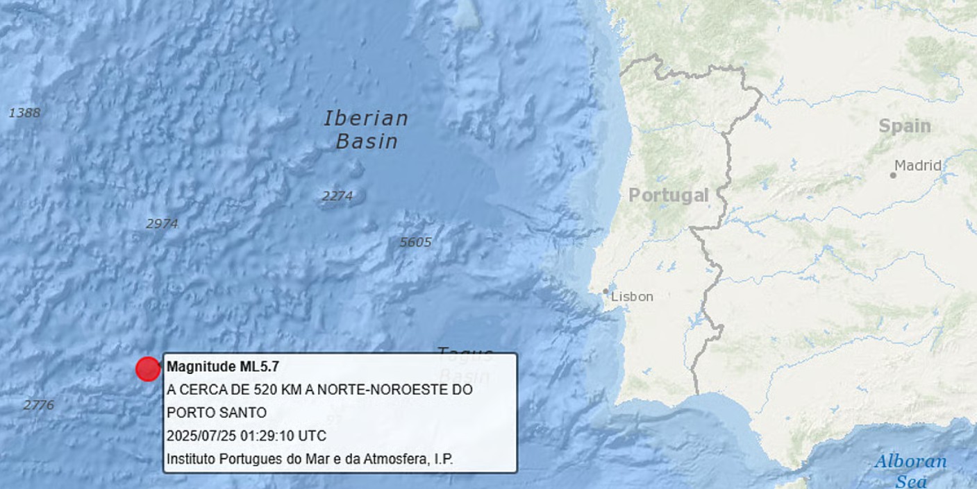 Read more about the article Sismo de magnitude 5,8 sentido em Portugal